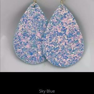 Glitter Leather Teardrop Dangle Light Earrings